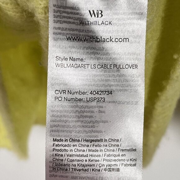 WB WithBlack Yellow WBLMAGARET LS Cable Pullover Sweater Balloon Sleeve Large - Picture 4 of 6
